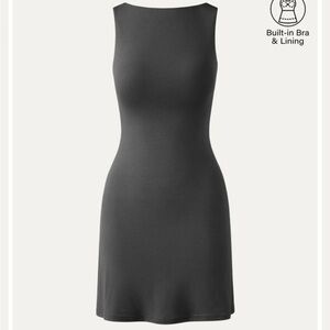 Boatneck Ruched A-line Mini Brami Dress